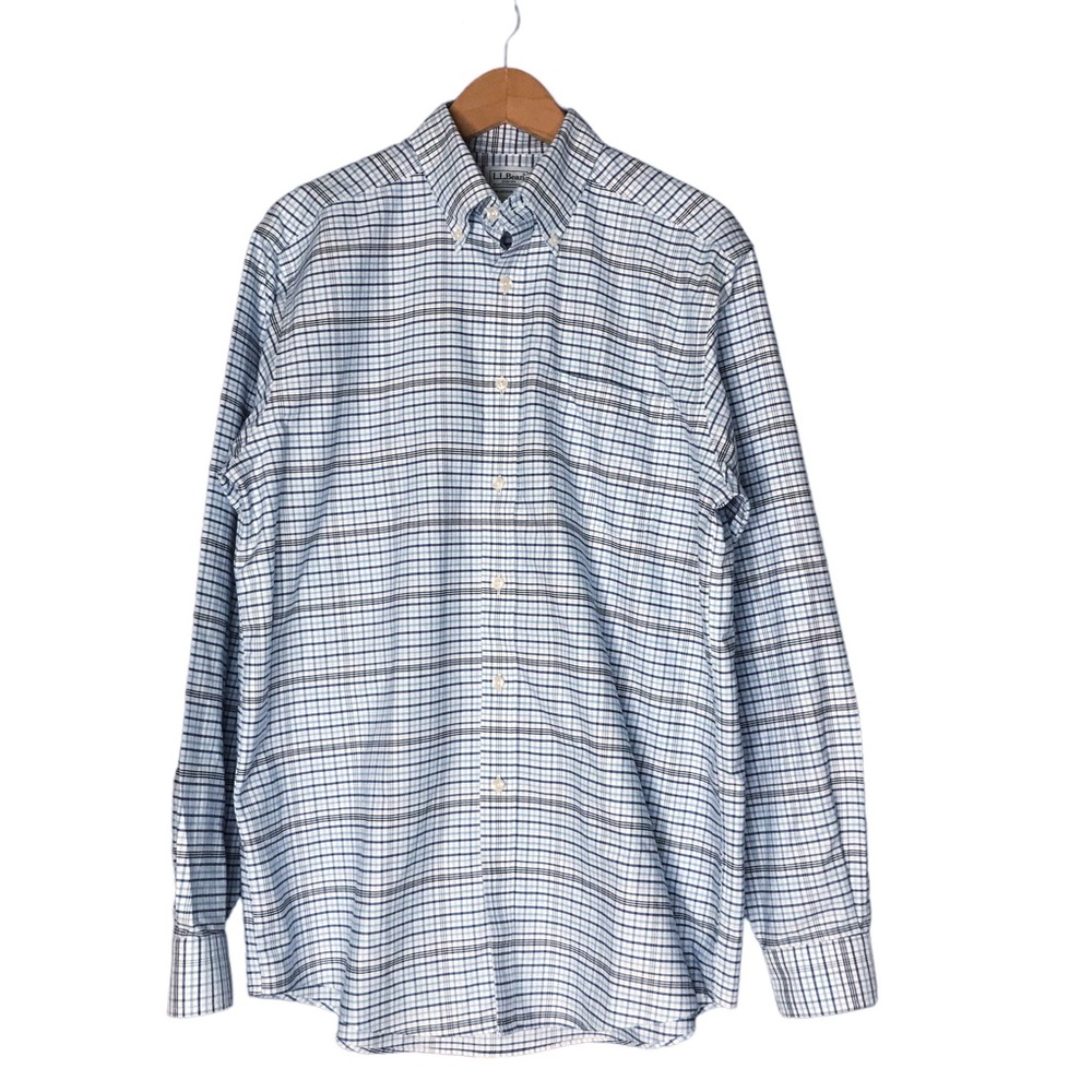L.L. Bean Classic Oxford Cloth Shirt Long Sleeve Plaid Traditional Fit Large